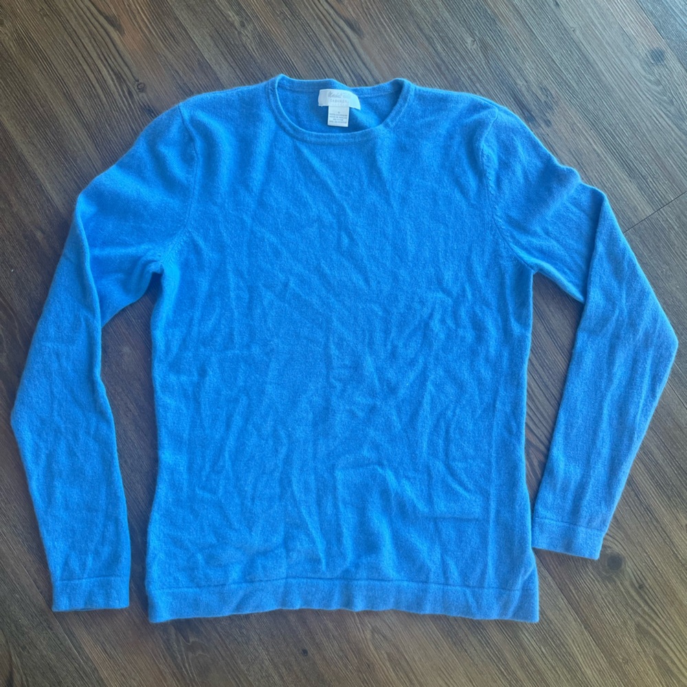 Marshall Field 100% cashmere sweater crew neck blue size small VTG